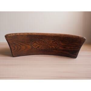 Antique Hand Carved Oak Chair Back Panel Curved Salvage Architectural Wood